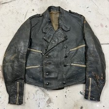 Vintage 30s WW2 German Luftwaffe Pilots Cycling Leather Jacket Mens S Military