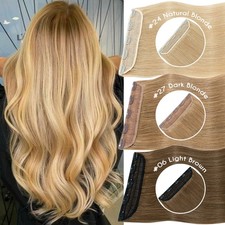 Thick Clip In 3/4 Full Head One Piece Real Remy 100 Human Hair Extensions Weft