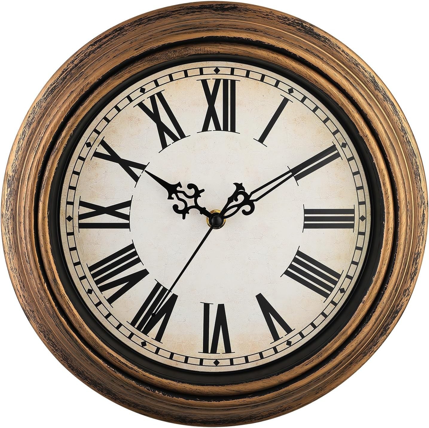 Retro Wall Clock 12'' Non Ticking Classic Silent Vintage Wall Clocks Decorative