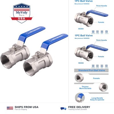 DERNORD Stainless Steel Ball Valve 1PC Type 1 Inch NPT Standard Port for Wate...