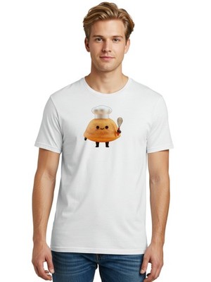 Croissant-Character Mens Graphic Tee, 100% Cotton, Casual Summer Wear