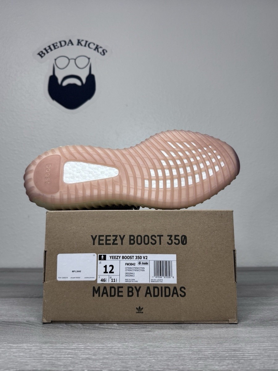 Size 12 - adidas Yeezy Boost 350 V2 Men's Citrin Non-Reflective