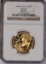 1985 Gold Panda 1/2 oz. 50 Yuan NGC MS69 4368.42 per troy oz