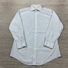 VTG Brooks Brothers Oxford Button Shirt 15.5 - 32 Blue White Yellow OCBD Men 90s