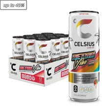 CELSIUS Sparkling Retro Vibe, Functional Energy Drink 12 fl oz (Pack of 12)