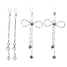 2Pcs Women Bowknot Rhinestone Non-piercing Nipple Ring for Bikini Beach Summer