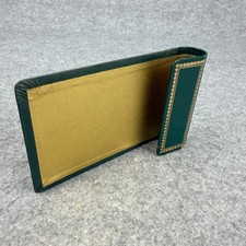 Vintage Artmount Genuine Leather Memo Pad Holder Green Gold Tooled Desk Jotter