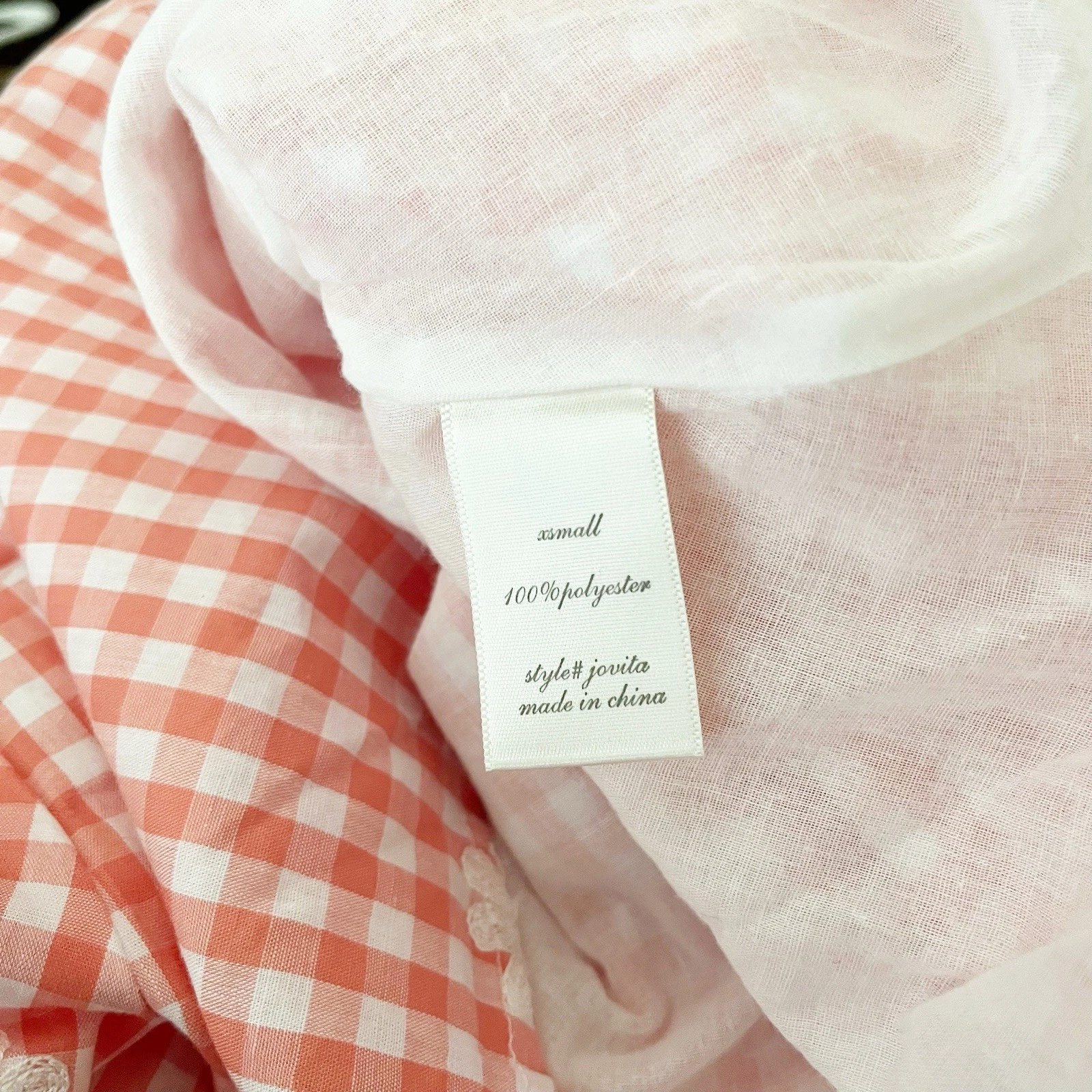 VETEMENTS Abito corto donna Altar'd State taglia XS rosa bianco margherita GIngham maniche a sbuffo