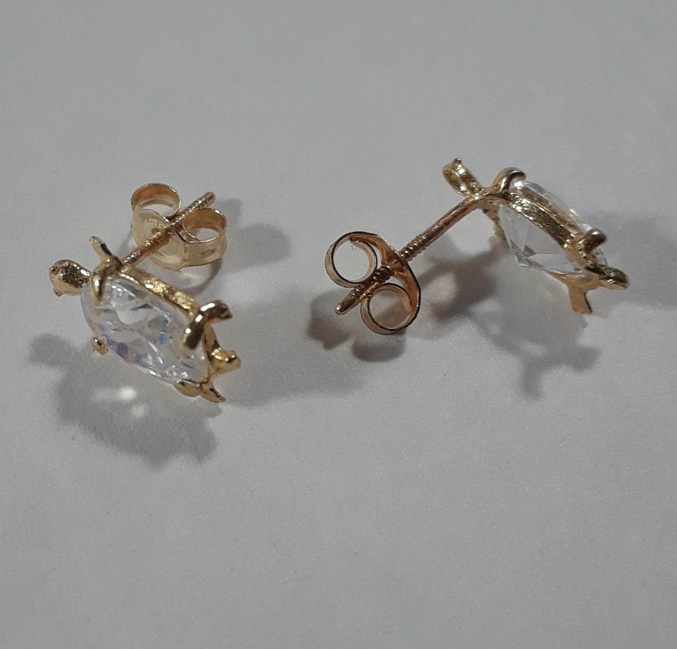 Cute Solid 14k Yellow Gold Turtle Shape Oval CZ S… - image 2