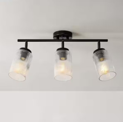 (MISSING ONE GLOBE) Modern 1.8 ft. Matte Black Indoor Hard Wired Track Lighting