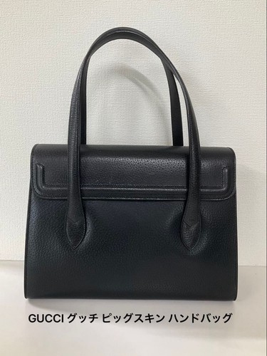 GUCCI hand bag Leather pigskin black Luxury Designer Authentic 22×30×10cm