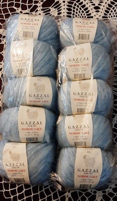 Gazzal Nordic Lace Blue Wool Yarn 50g Skein Lot Crochet MPN C: 5007