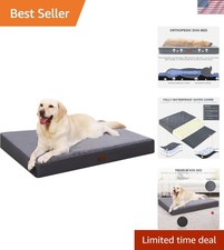 Waterproof Orthopedic Dog Bed 35x22 Inch with Removable Cover - Grey Comfort