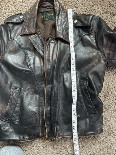 Vintage Brown Leather Biker Jacket 1960s 1970s Bomber Men's image 6