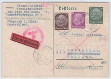 D. Reich P 226 mit ZuF + Zensur Eilkarte P&Ouml;SSNECK 1941 n. AMSTERDAM 243