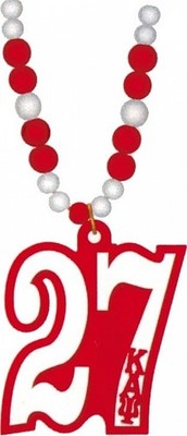 Kappa Alpha Psi Wood Color Bead Tiki Line #27 Medallion [Red/White - 4''T]