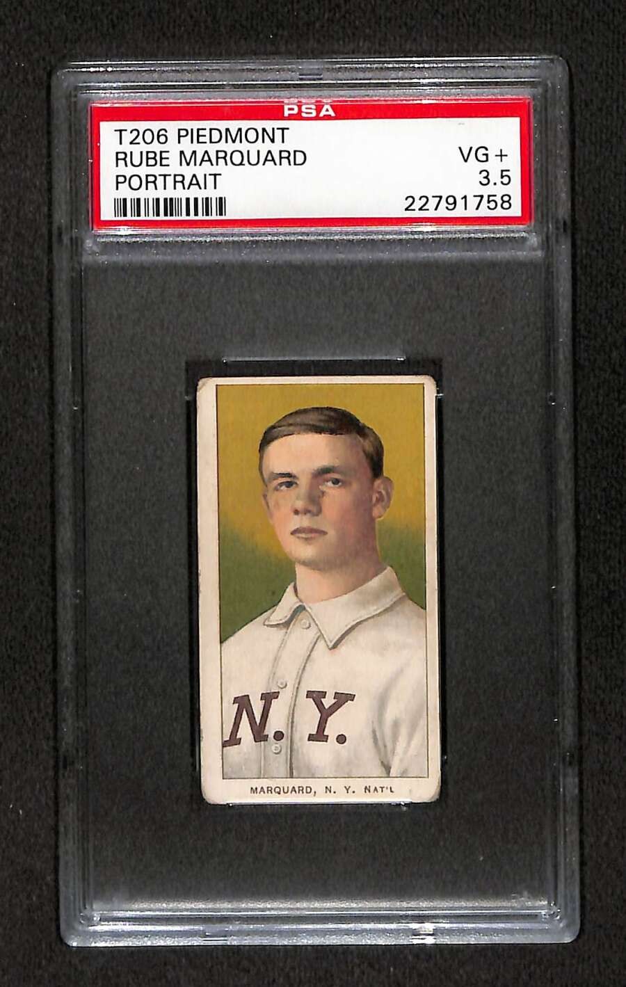1909 T206 #225 Rube Marquard HOF Portrait PSA 3.5 VG+ C107543