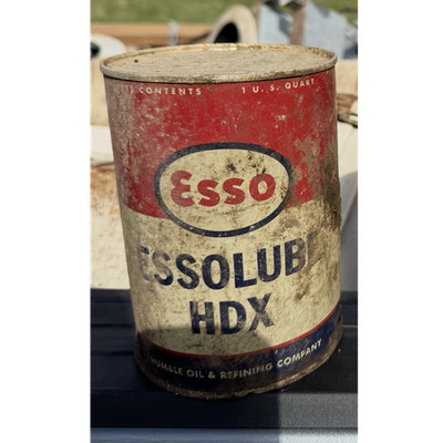 Esso Essolube HDX Motor Oil Can 1 U.S. Quart Red White Blue Gas & Oil