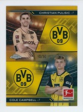 2024-25 Cole Campbell & Christian Pulisic Topps Chrome Gold Rookie Card 10/50. rookie card picture