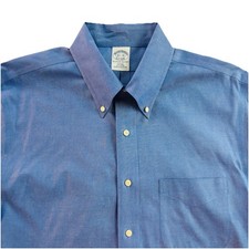 Brooks Brothers 16 1/2 - 35 Slim Fit Non-Iron Blue Button Down Dress Shirt