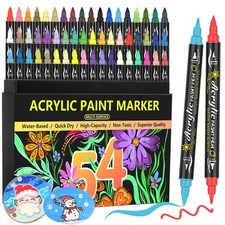 EscriWise 54-Color Acrylic Paint Pens - Dual Tip 1 Count Pack of 54 , 54J