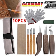 Holz-Schnitzwerkzeug Set 10-tlg Schnitzmesser mit Polierpaste & Handschuhen DHL