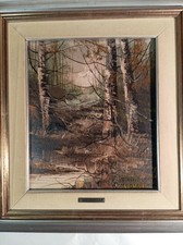CARLO DI STEFANO 1927- QUADRO DIPINTO OLIO SU TELA ANNI 70 BOSCO VINTAGE FIRMATO