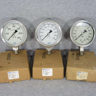 #ad #ad Wika Pressure Gauge Lot 3 Liquid Filled 600 3000 5000 PSI $79.95