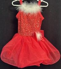 Weissman Sleeveless Red Dance Dress with Sparkles Size Extra Small Hair Clip