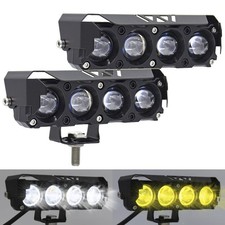 LED Yellow/White Motorcycle Driving Fog Lights Bar 2Pcs 5Inch Offroad Driving...