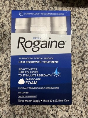 Rogaine Hair Regrowth Treatment Foam Three Month Supply(3x60ml/2.11fl) New 06/27