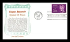US COVER ELEANOR ROOSEVELT FIRST LADY FIRST DAY ISSUE KHOL KRAFT CACHET