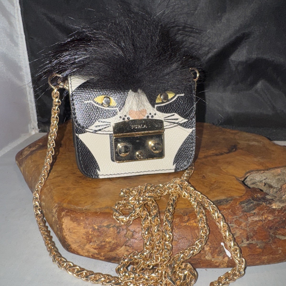 FURLA Cat Motif Metropolitan Shoulder Bag Fur Animal Design (Y) | eBay