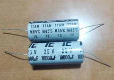 2x Illinois AXIAL 10000uf 25v Electrolytic Capacitors