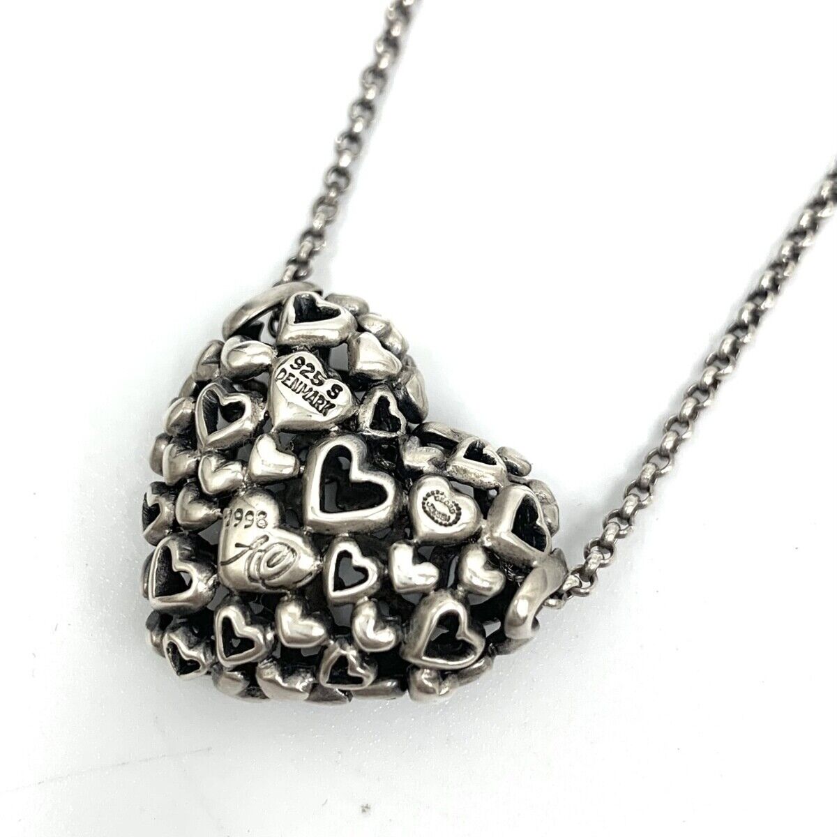 Georg Jensen Necklace Pendant 1998 Heart Sterling Silver Denmark Jewelry  #26489