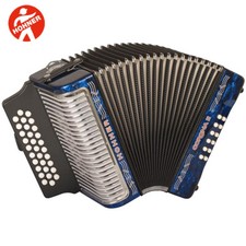 Hohner 3500 Corona II 31 Button FBE Fa Diatonic Accordion Blue w/ Bag, Straps