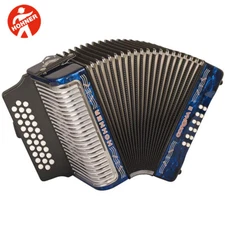 Hohner 3500 Corona II 31 Button FBE Fa Diatonic Accordion Blue w/ Bag, Straps