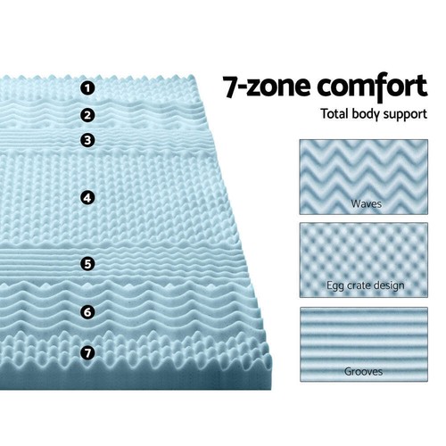 Giselle Bedding Memory Foam Mattress Topper 7-Zone 8cm Single - Picture 5 of 7