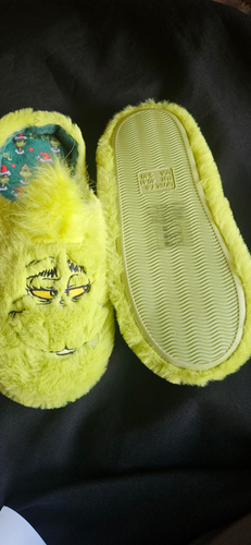 GRINCH SLIPPERS RED GREEN - PRIMARK LADIES / GIRLS MULE SLIP ON - PLASTIC SOLE - Picture 10 of 11