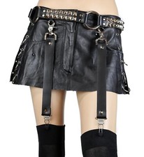 2 Black Leather Leg Harness Garter Goth Punk Metal Grunge Club Burlesque Pair