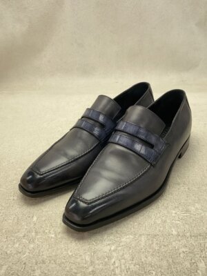 Berluti Andy Crocodile Trim Loafers / Uk7 / Black Nero Berluti Andy Crocodile Trim Loafers / Uk7 / Black Nero