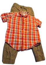 GapKids Boys Lot Medium Plaid Polo And M Khaki Pants