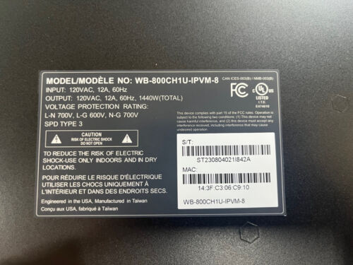WattBox WB-800CH1U-IPVM-8 1U IP 8 Outlet Power Conditioner - NEW! - Picture 4 of 4