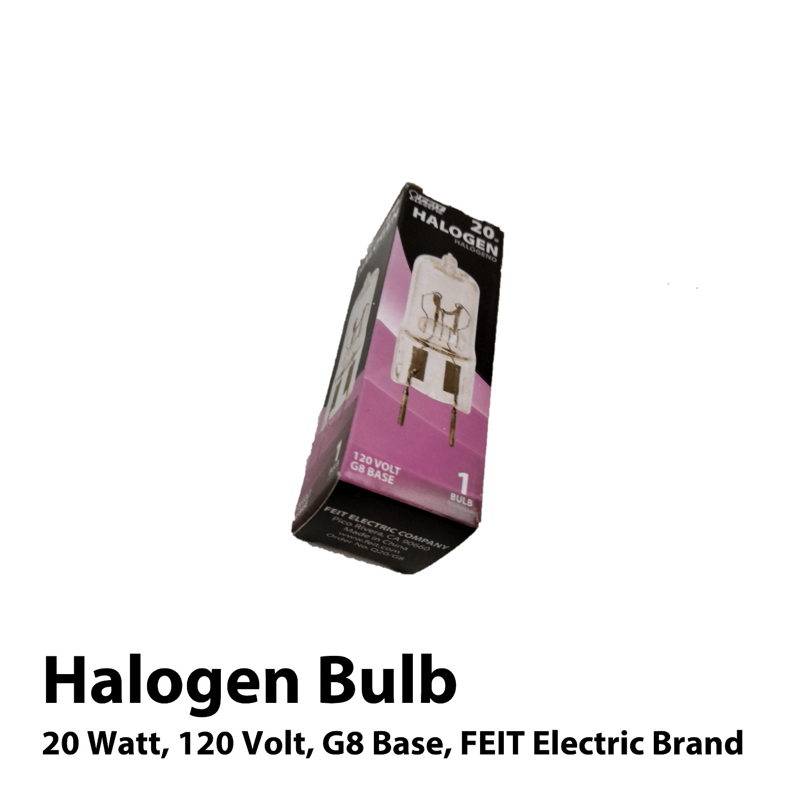 20 Watt 120 Volt Halogen Bulb, G8 Base, FEIT Electric Brand