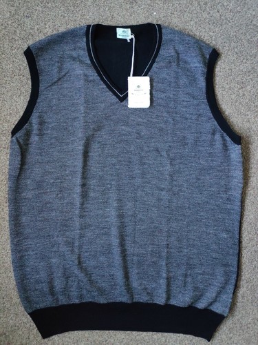 Luigi Borrelli Napoli mens super fine wool vest black and grey L-XL 56/46 - Picture 2 of 9