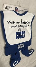 COLTS NFL Baby 0-6 Month 3 Piece Set Bib Hat Booties NWT blue White