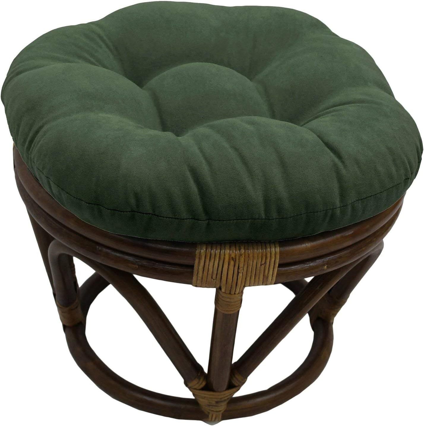 International Caravan Bali Rattan Papasan Cushion Stoolhunter Green