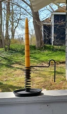 Vintage John Wright Inc 2223 Cast Iron adjustable Spiral Courting Candlestick