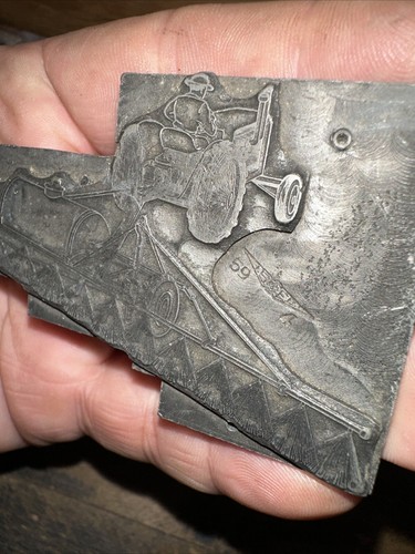Print Block ( Old Tractor Pulling Implement ) Needs Wood Block!! Lead Face - Picture 9 of 17