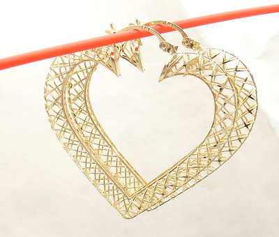 Details about 2 3/8" Technibond Large Filigree Drop Hoop Earrings 14K Yellow Gold Clad Silver Details about 2 3/8" Technibond Large Filigree Drop Hoop Earrings 14K Yellow Gold Clad Silver